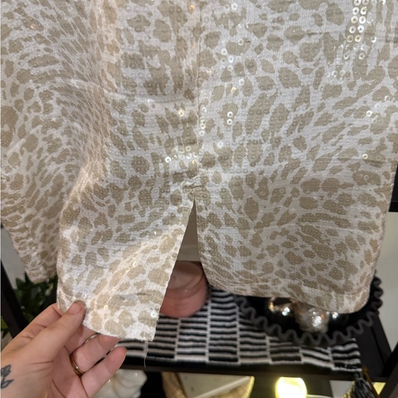 Vince Camuto Tan and Cream Sleeveless Tank Top sequins size small - Picture 7 of 10